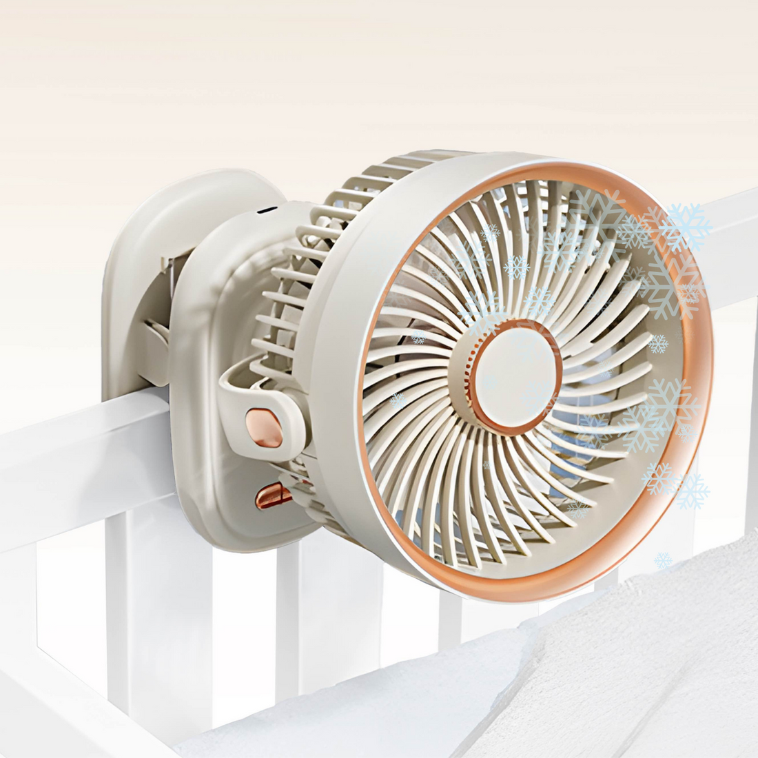 Clip-On Fan with rechargeable battery (2400 mAh, lasts for 9 hours)